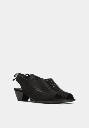 6589 Lattice Sandals Black Suede