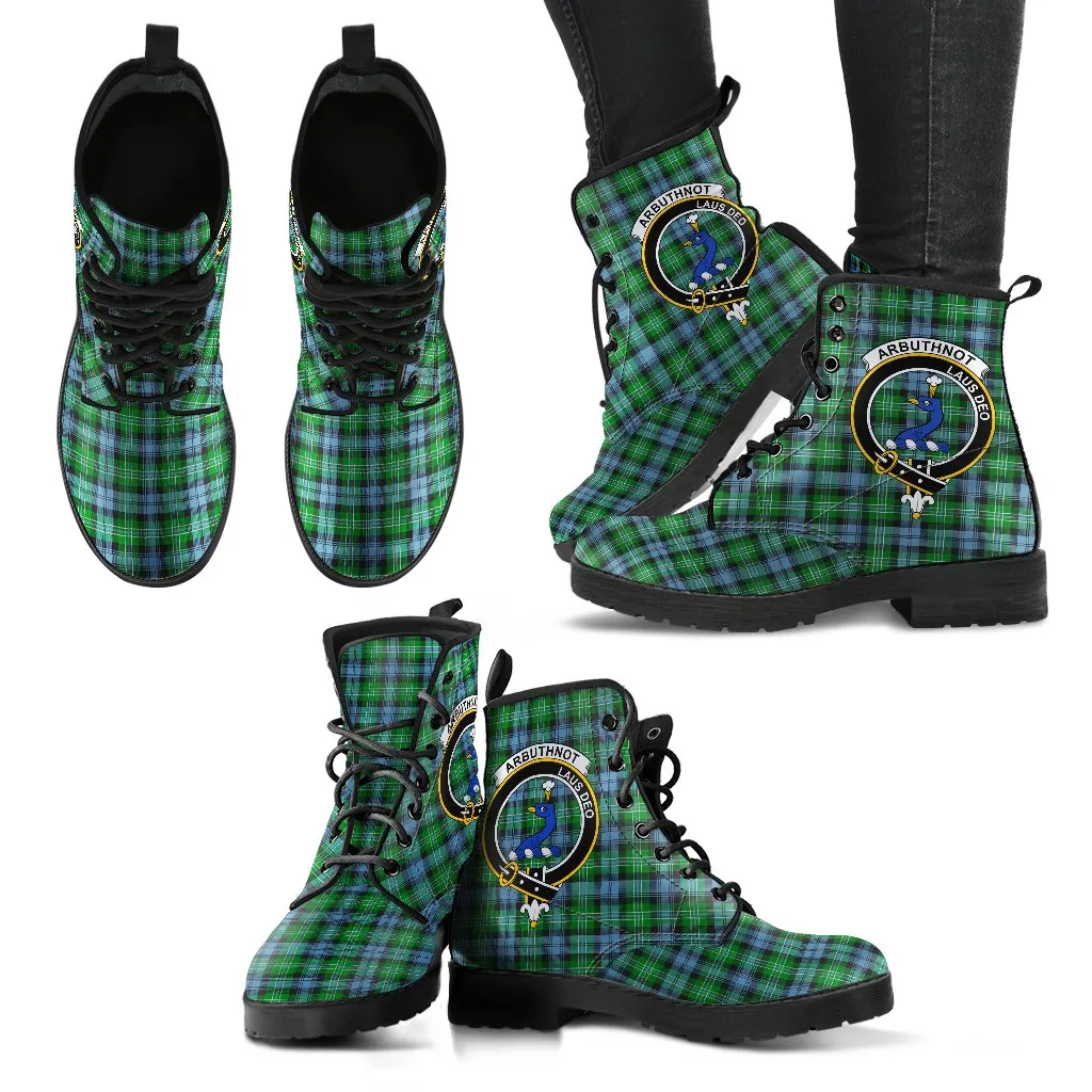 Arbuthnott Tartan Clan Badge Leather Boots