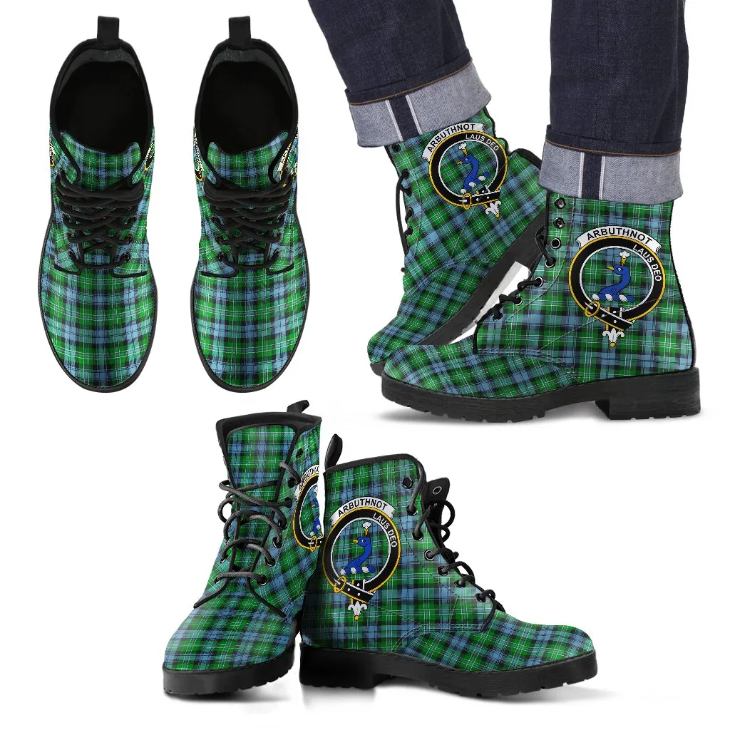 Arbuthnott Tartan Clan Badge Leather Boots