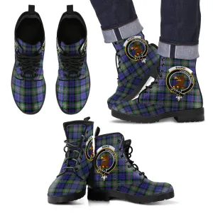 Baird Modern Tartan Clan Badge Leather Boots