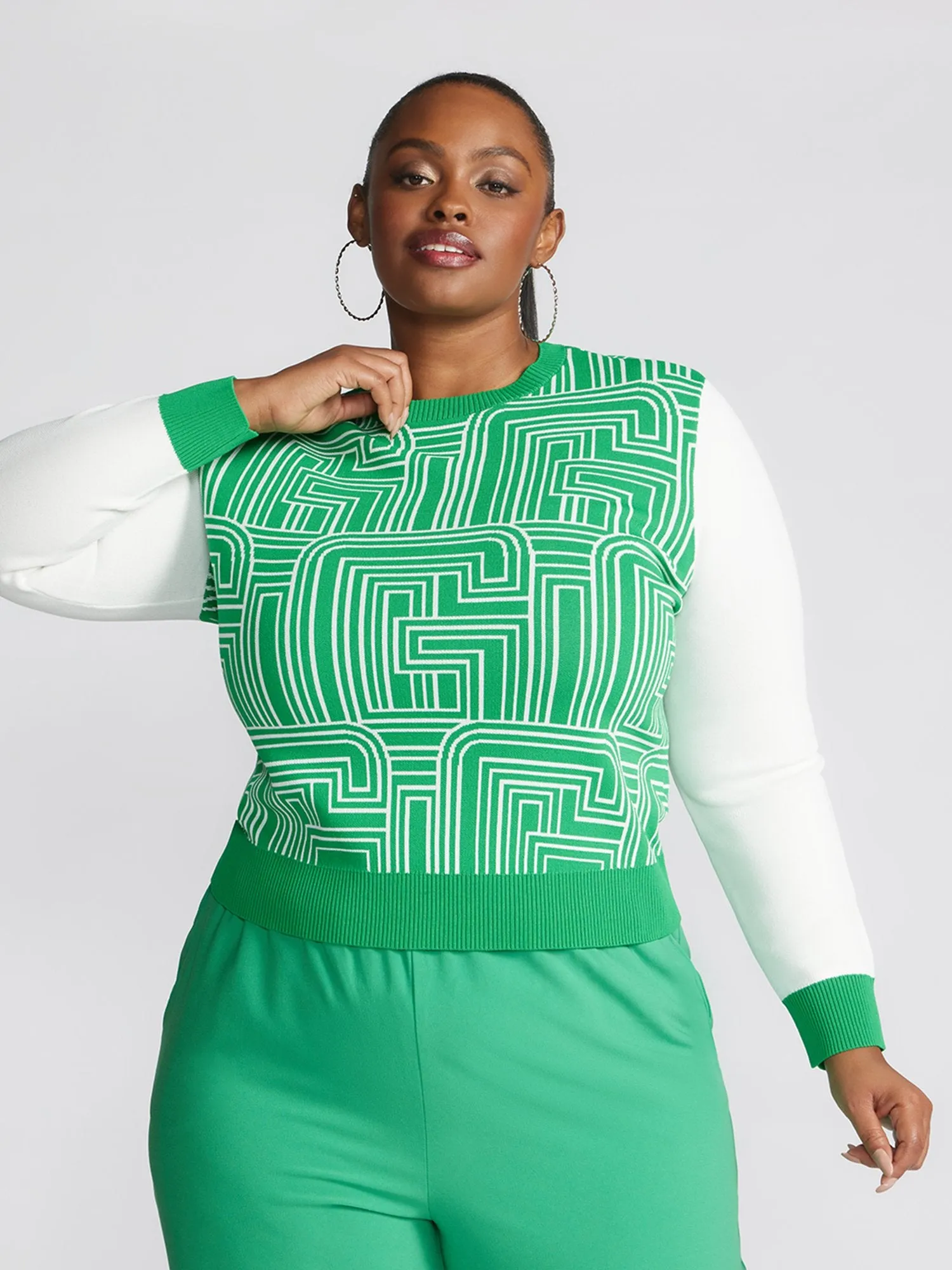Bakari Geometric Print Jacquard Sweater
