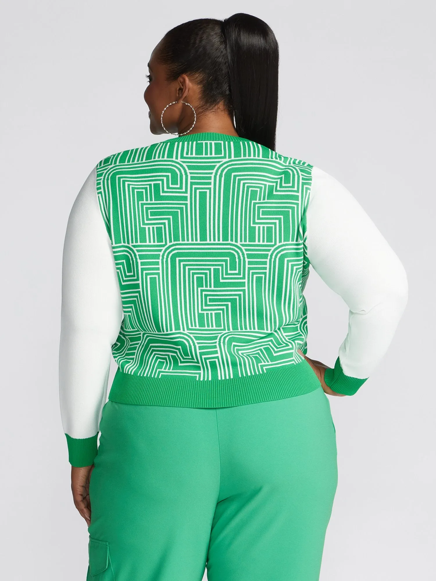 Bakari Geometric Print Jacquard Sweater