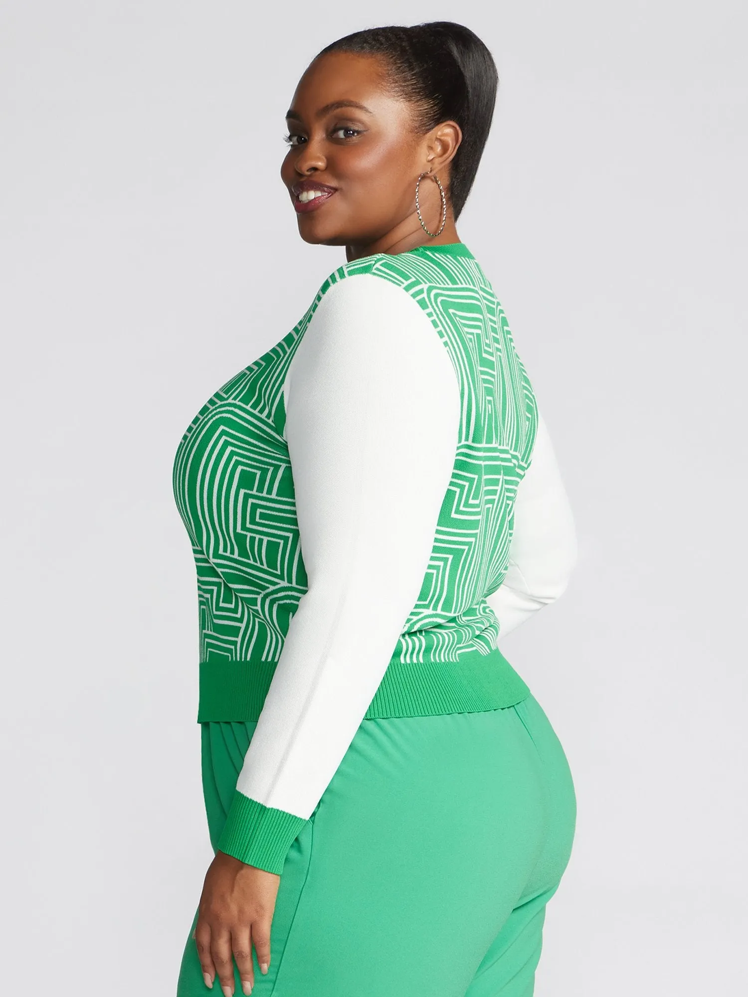 Bakari Geometric Print Jacquard Sweater