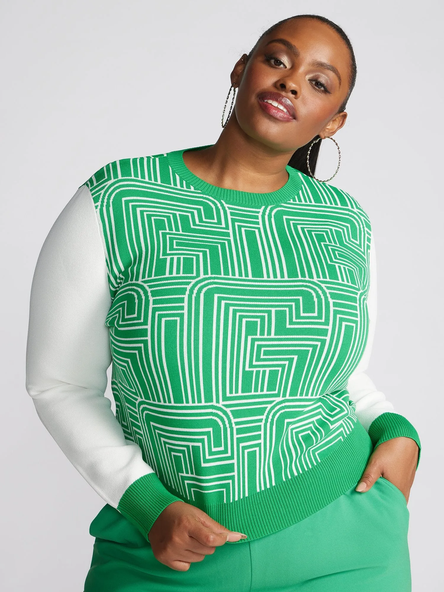 Bakari Geometric Print Jacquard Sweater