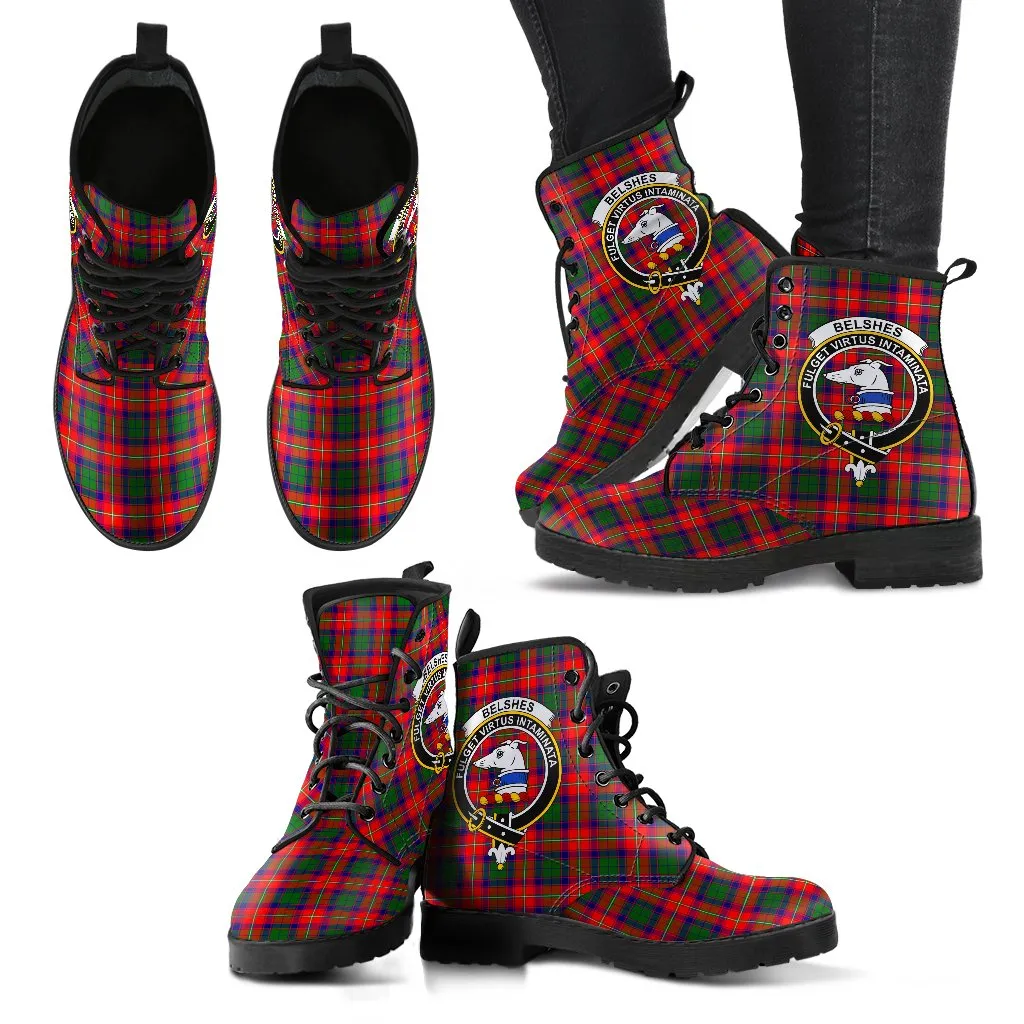 Belshes Tartan Tartan Clan Badge Leather Boots