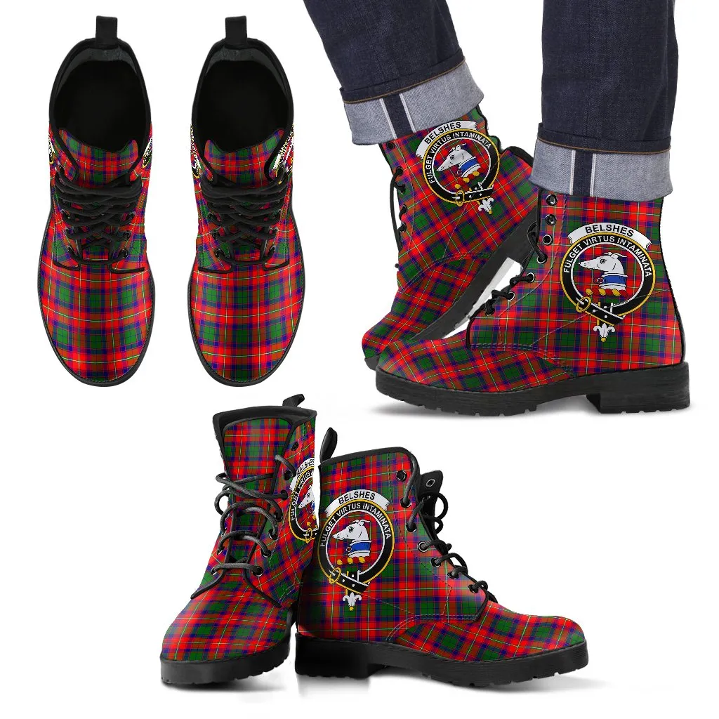 Belshes Tartan Tartan Clan Badge Leather Boots