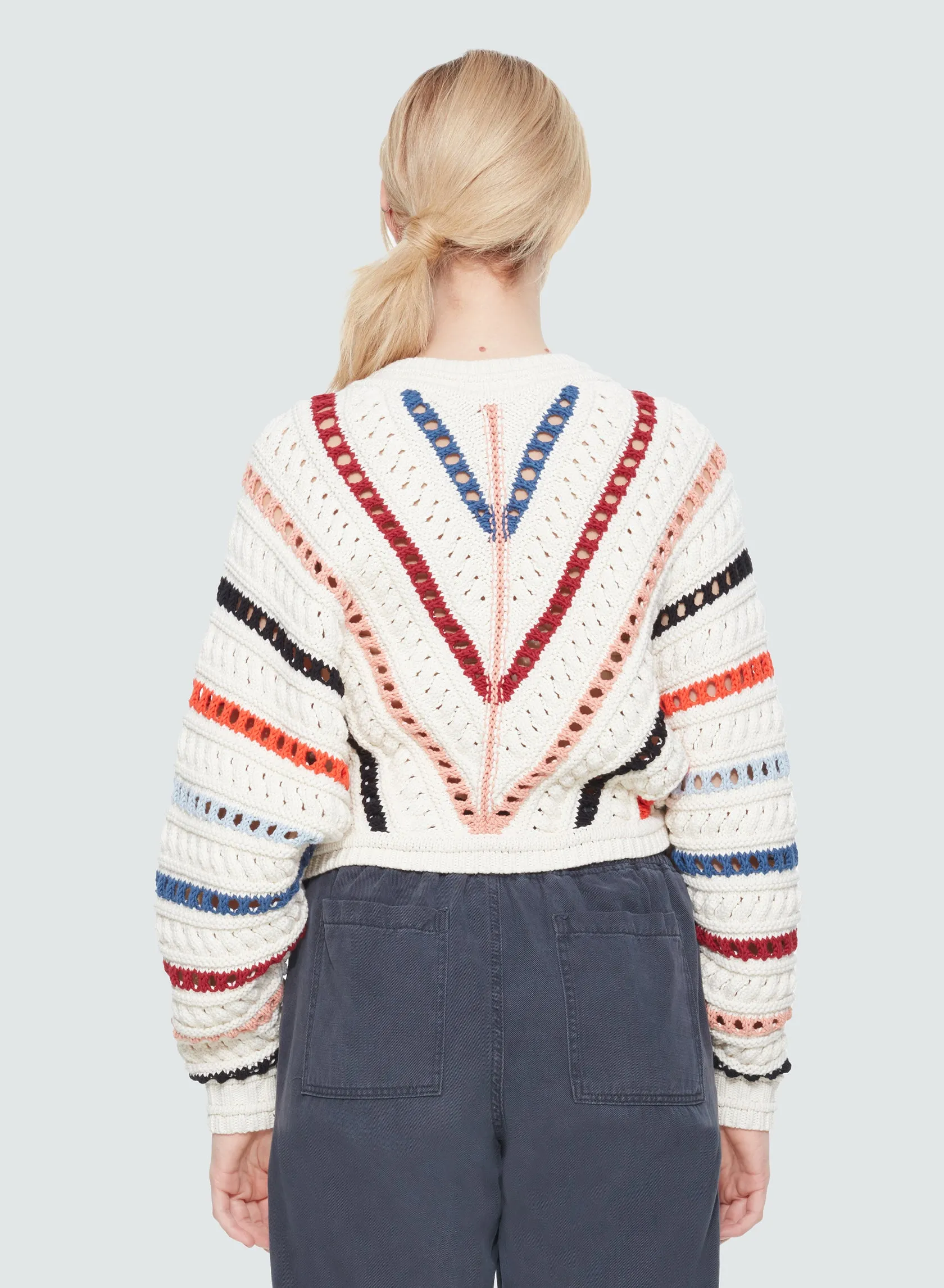 Black Tape Chevron Stripes Crochet Sweater