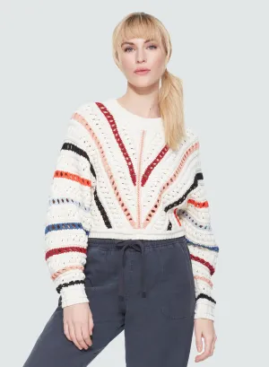 Black Tape Chevron Stripes Crochet Sweater