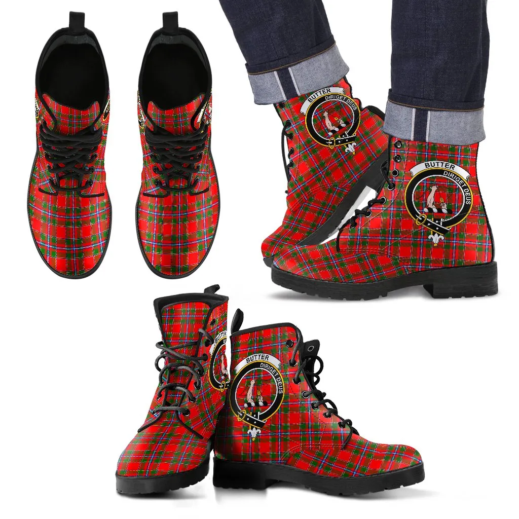 Butter Tartan Clan Badge Leather Boots
