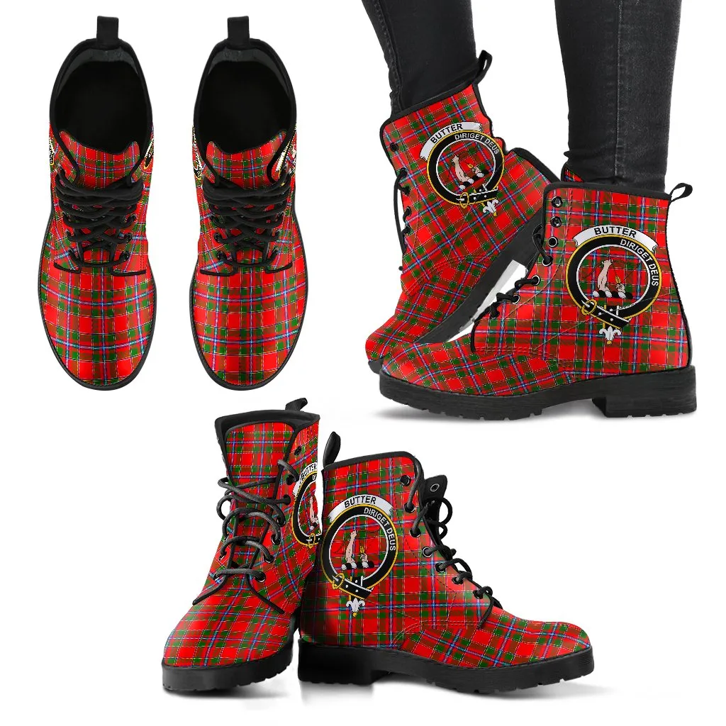 Butter Tartan Clan Badge Leather Boots