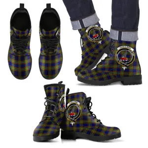 Clelland Modern Tartan Clan Badge Leather Boots