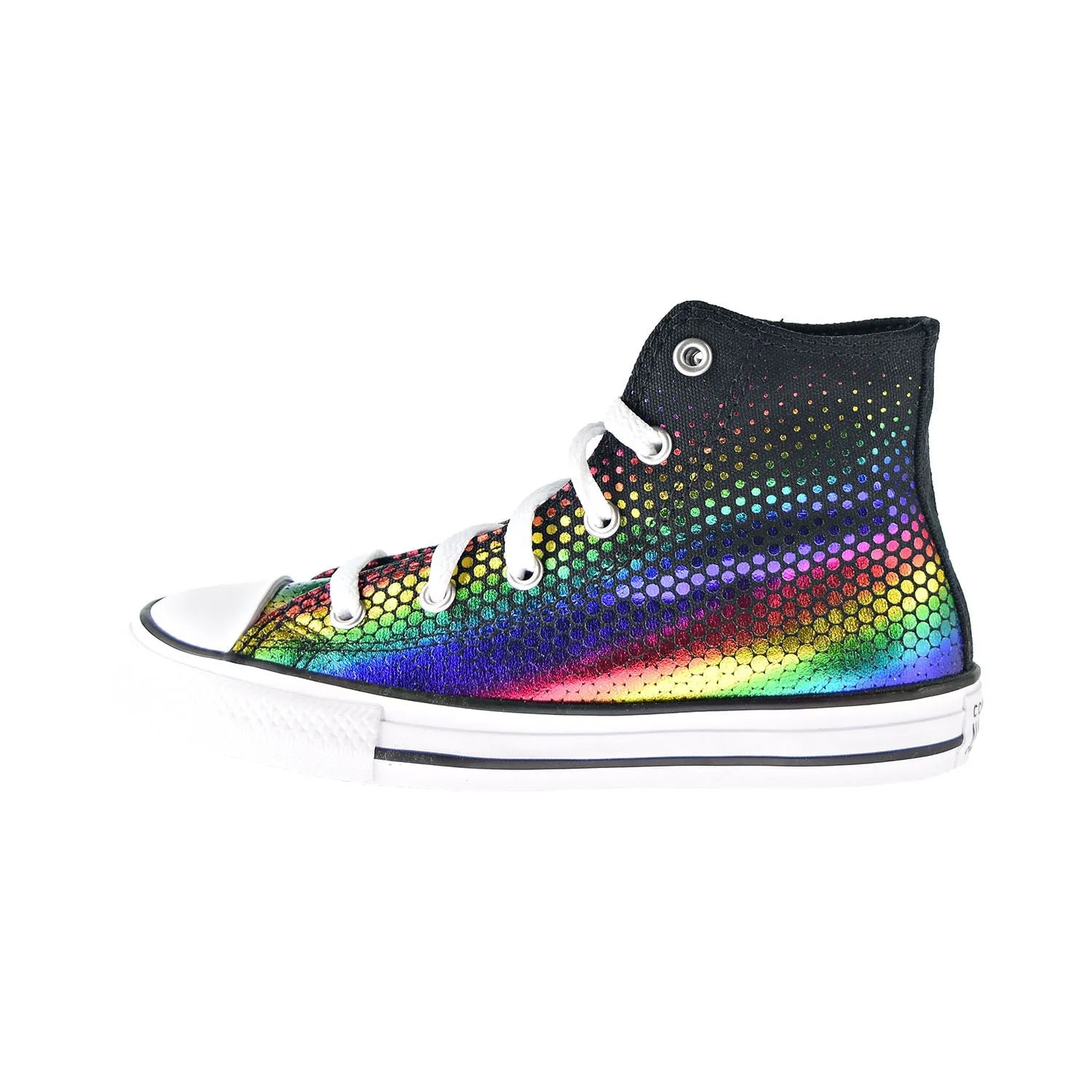 Converse Chuck Taylor AS Hi Rainbow Foil Little Kids' Shoes Black-Multi-White