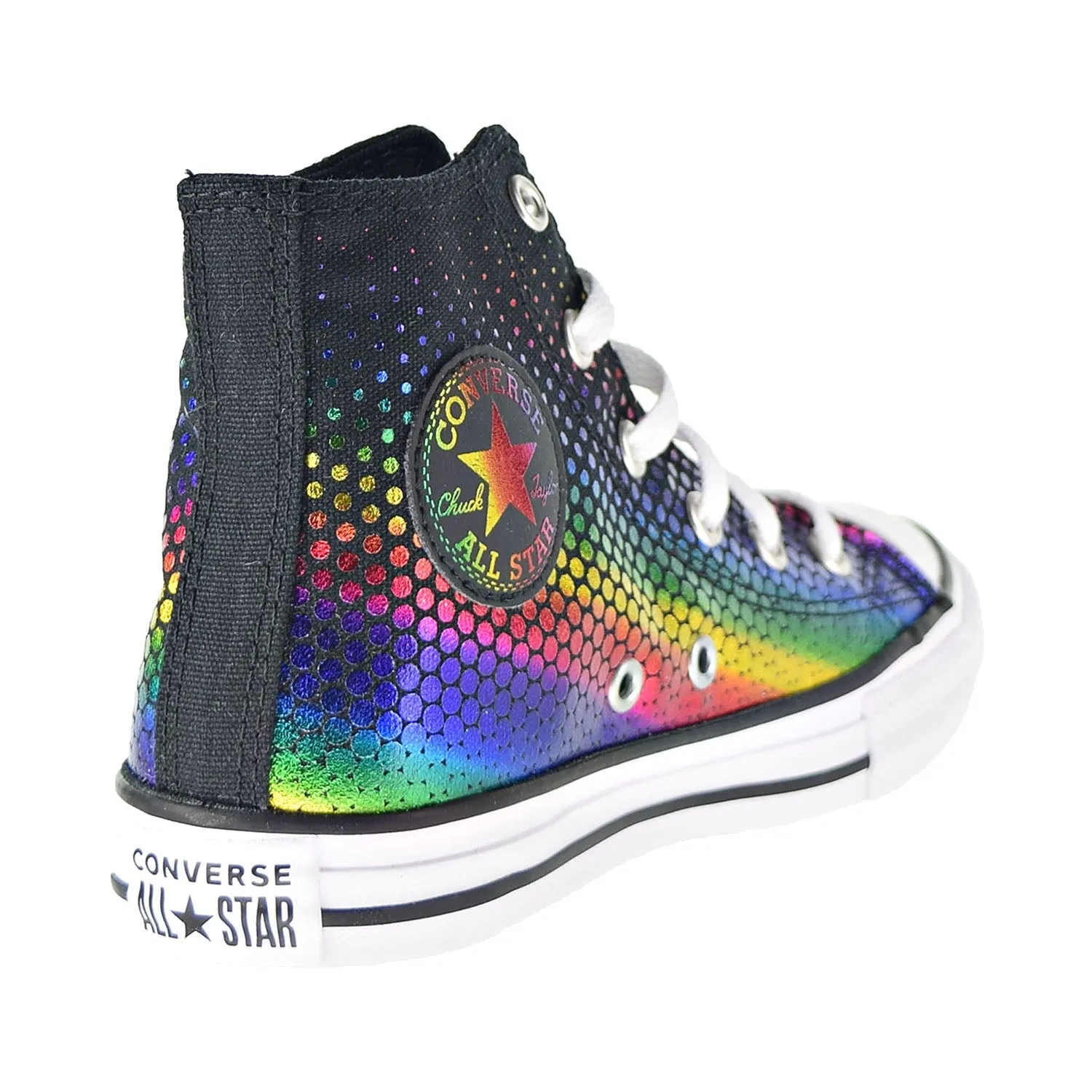 Converse Chuck Taylor AS Hi Rainbow Foil Little Kids' Shoes Black-Multi-White