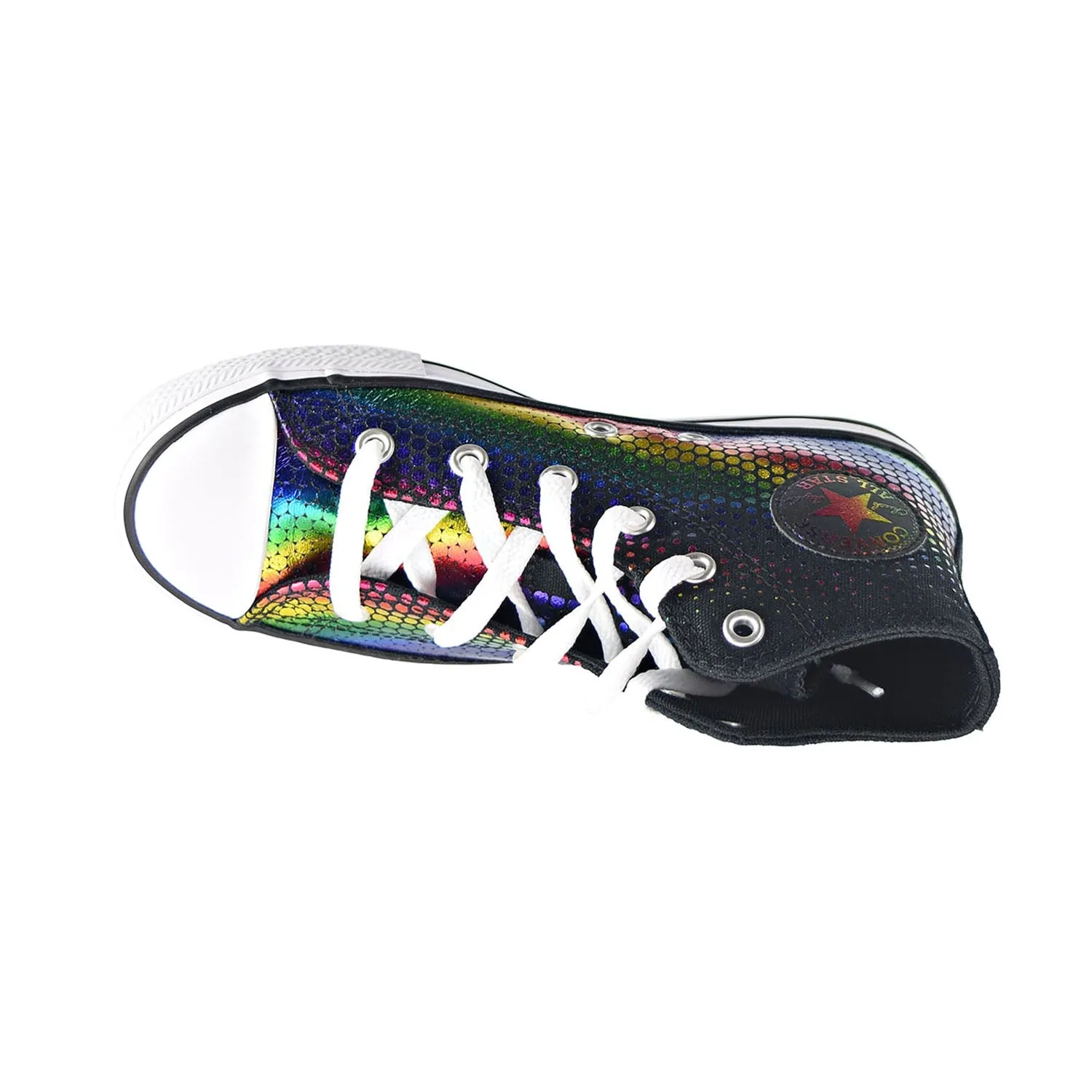 Converse Chuck Taylor AS Hi Rainbow Foil Little Kids' Shoes Black-Multi-White