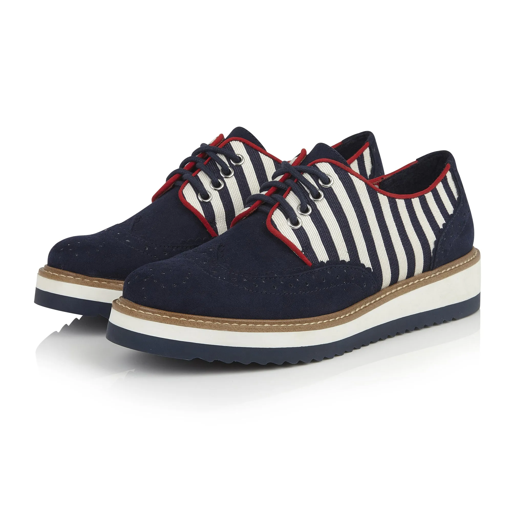 Davina Navy Stripe Lace Up Shoes by Ruby Shoo