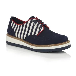 Davina Navy Stripe Lace Up Shoes by Ruby Shoo
