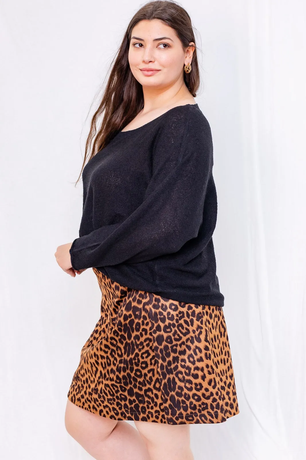 Feline Queen Plus Size Leopard Print Skirt