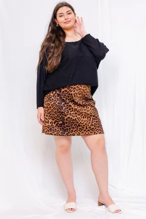 Feline Queen Plus Size Leopard Print Skirt