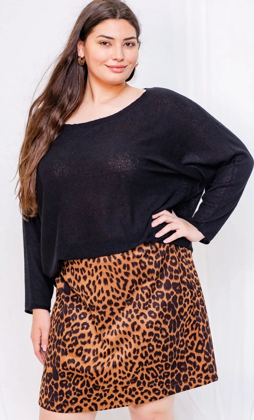 Feline Queen Plus Size Leopard Print Skirt