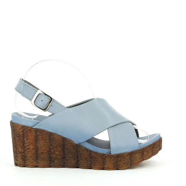 Felmini C294 Light Blue Slingback Wedge Sandals