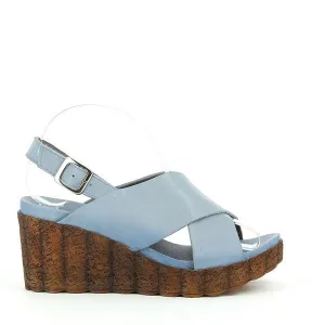 Felmini C294 Light Blue Slingback Wedge Sandals