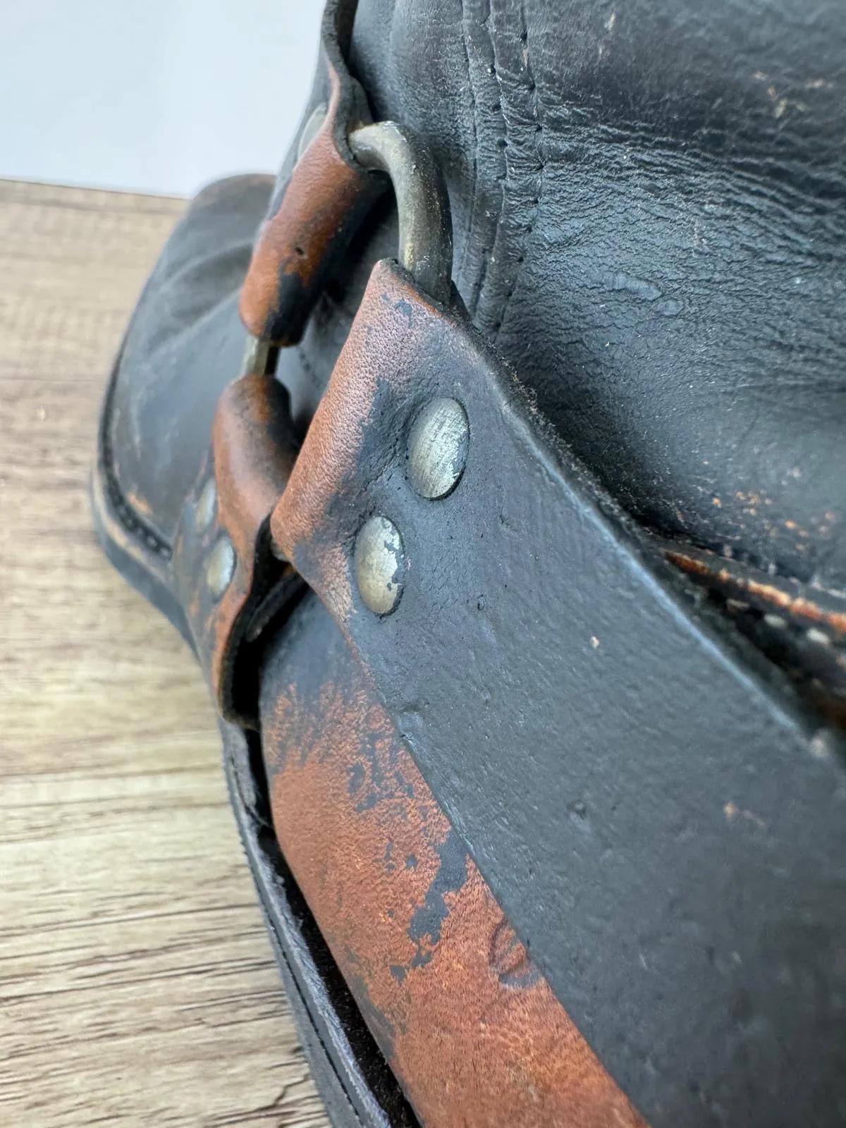 FRYE WHISKEY HARNESS LEATHER ENGINEER BOOTS DISTRESSED