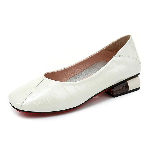 GKTINOO Brand Shoes Low Heel Ladies Pumps Genuine Leather Square Toe Colorful Square Heels Party Handmade Shoes Women