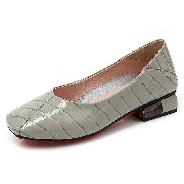 GKTINOO Brand Shoes Low Heel Ladies Pumps Genuine Leather Square Toe Colorful Square Heels Party Handmade Shoes Women