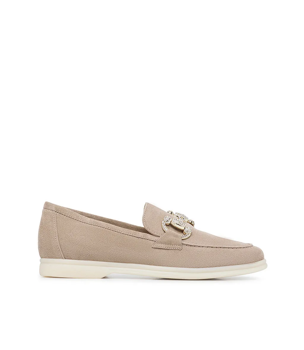 Jewel-buckle Rope-tone suede loafers
