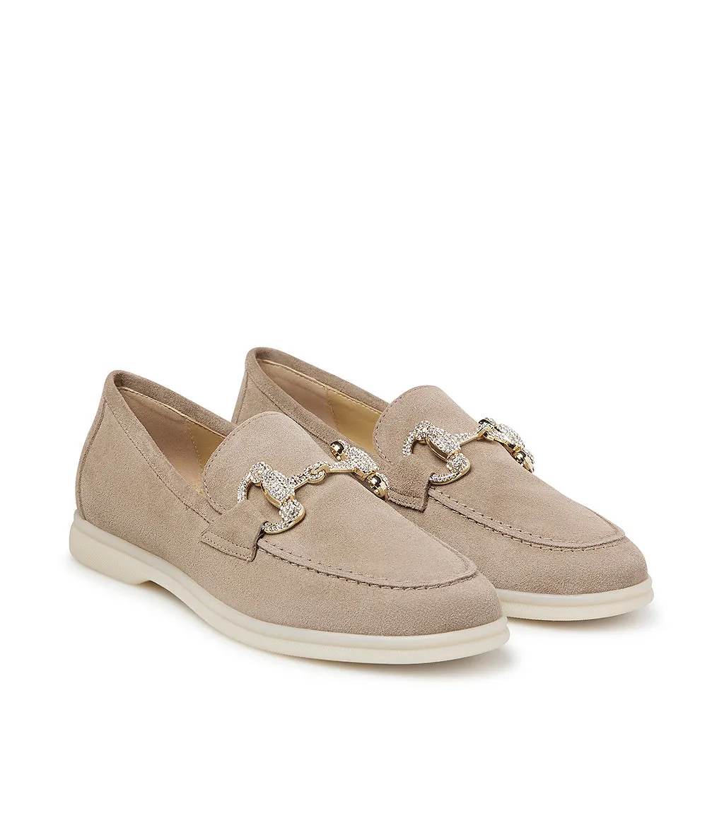 Jewel-buckle Rope-tone suede loafers