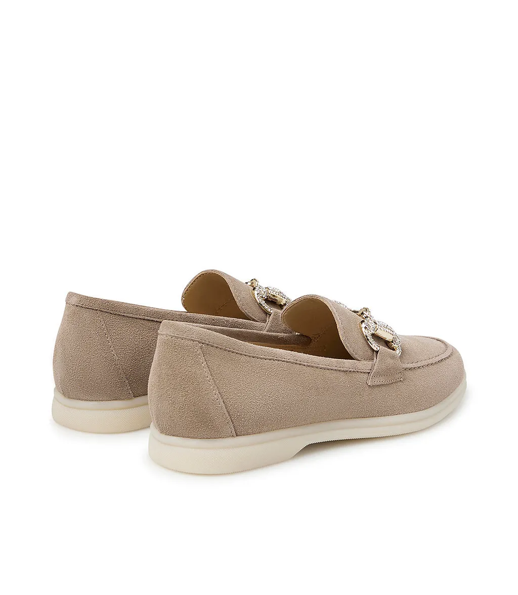 Jewel-buckle Rope-tone suede loafers