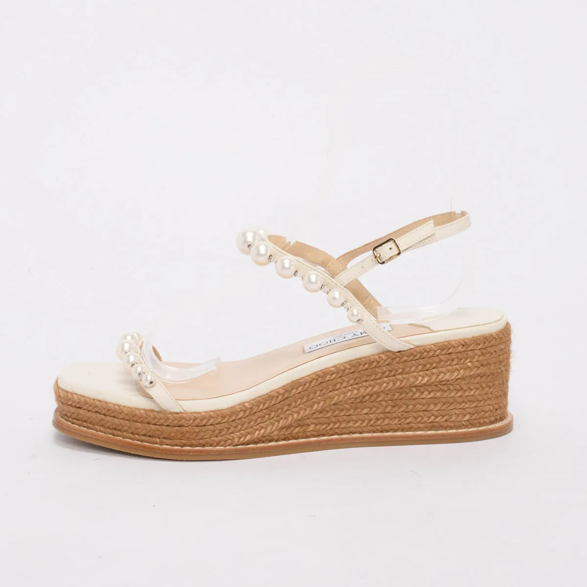 Jimmy Choo White Rope Amatuus Embellished Sandals 41
