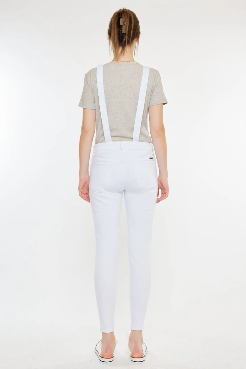Kancan Distressed Slim Fit Skinny Denim Overalls