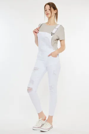 Kancan Distressed Slim Fit Skinny Denim Overalls