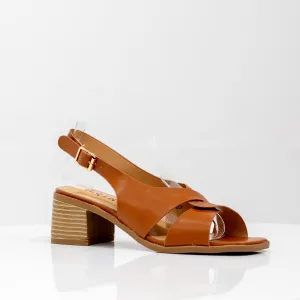 Lanu 5cm block heel pu sandal camel