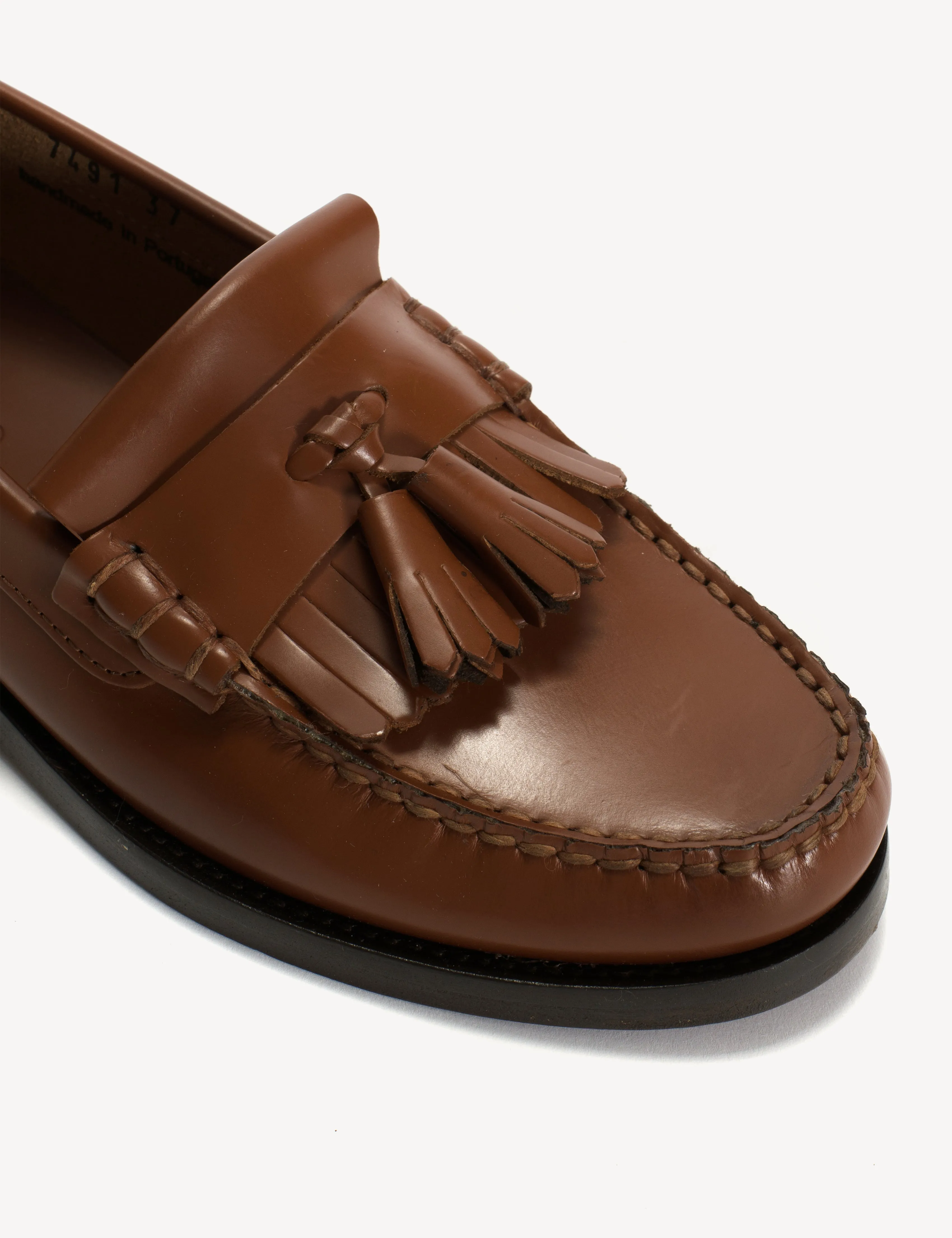Moccasin Loafer With Fringes & Tassels In Hazelnut Polido Leather