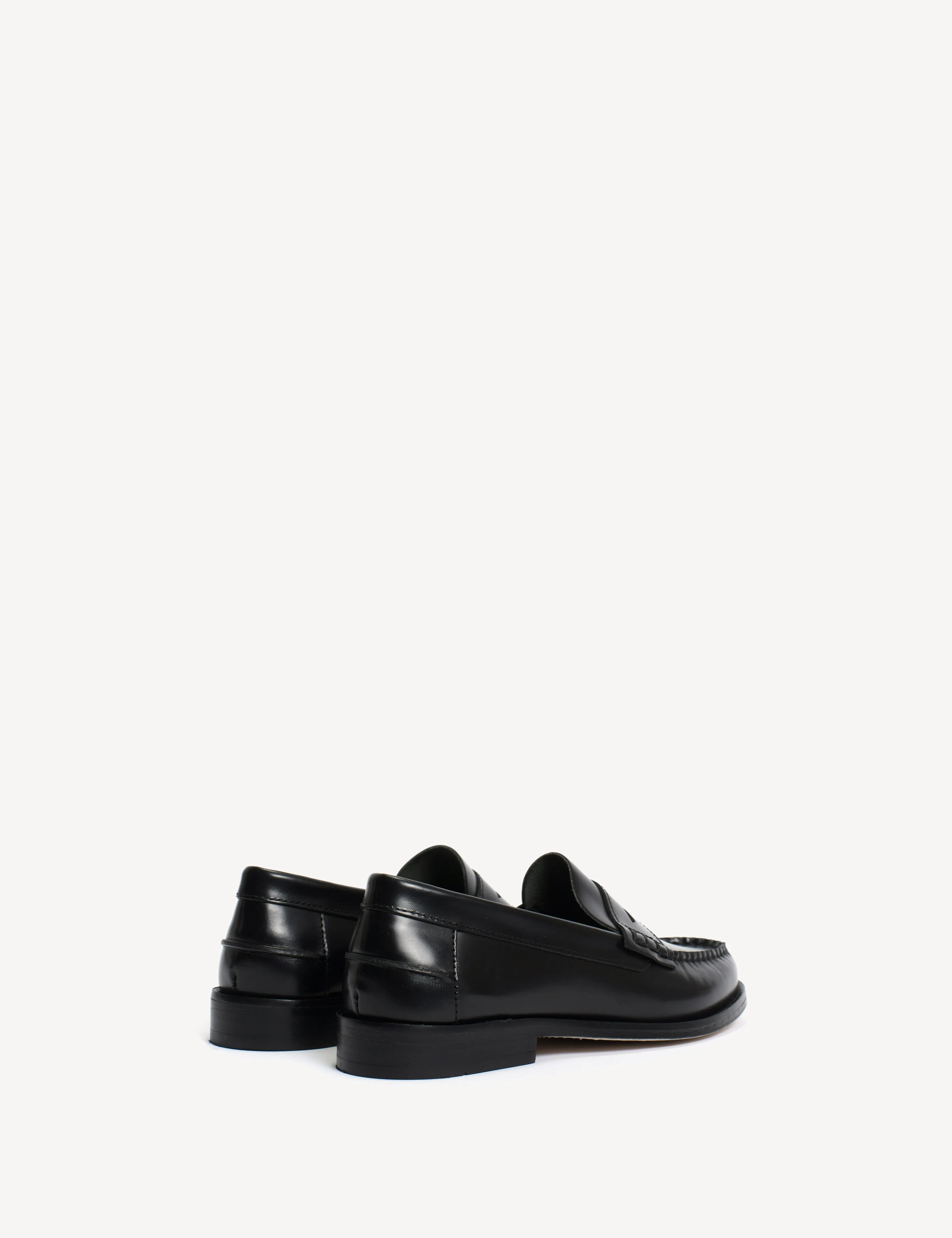Moccasin Penny Loafer In Black Polido Leather