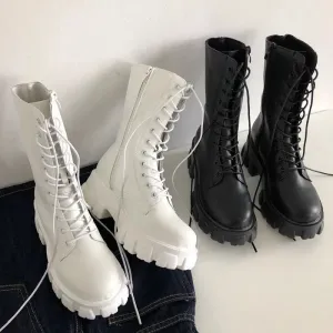 New hot midcalf boots lace up zipper fall winter boots