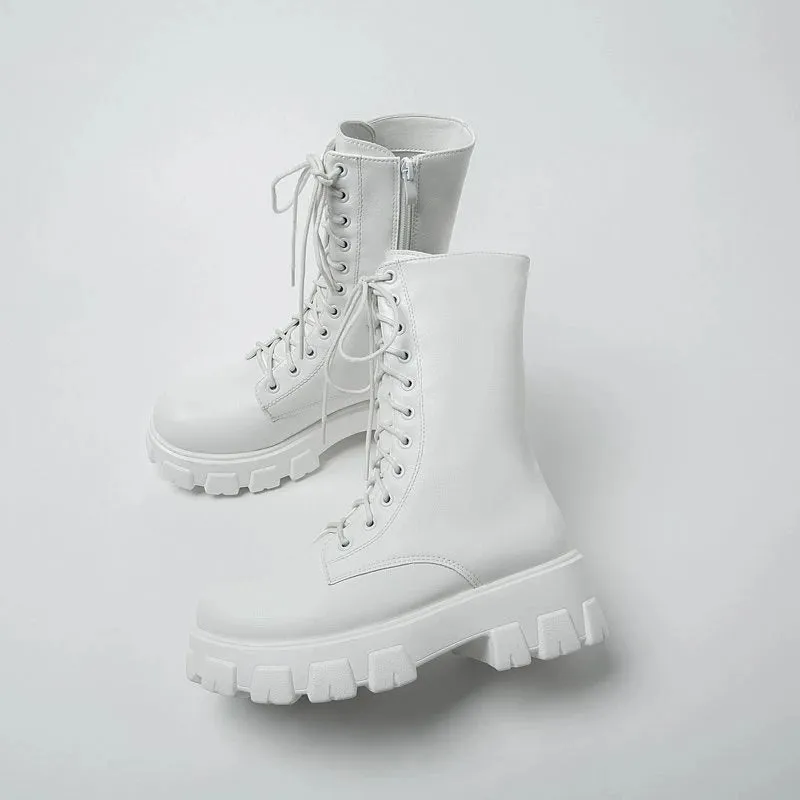 New hot midcalf boots lace up zipper fall winter boots