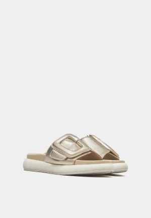 Padded Buckle Sandals 43-751 Shiny Gold