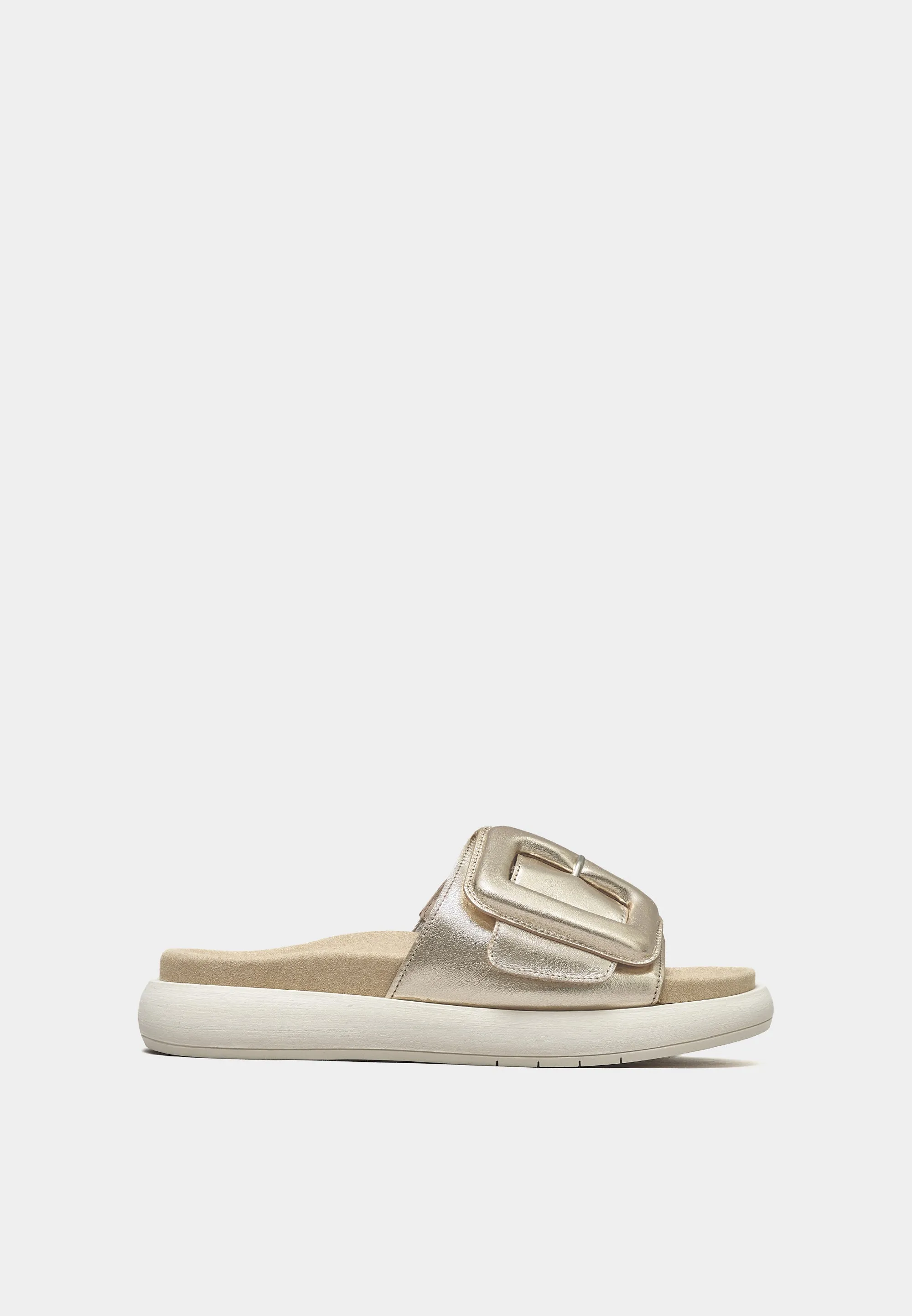 Padded Buckle Sandals 43-751 Shiny Gold