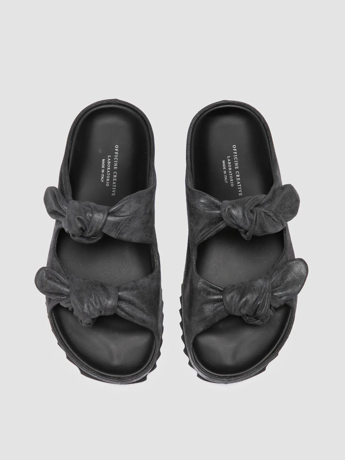 PELAGIE 021 - Black Leather Slide Sandals