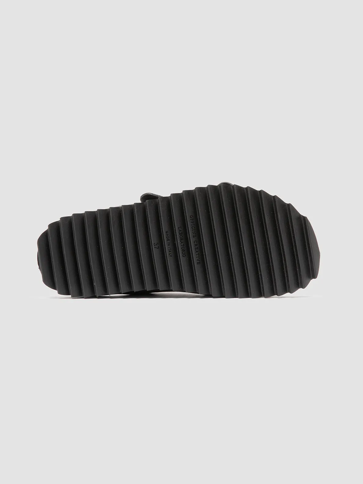 PELAGIE 021 - Black Leather Slide Sandals