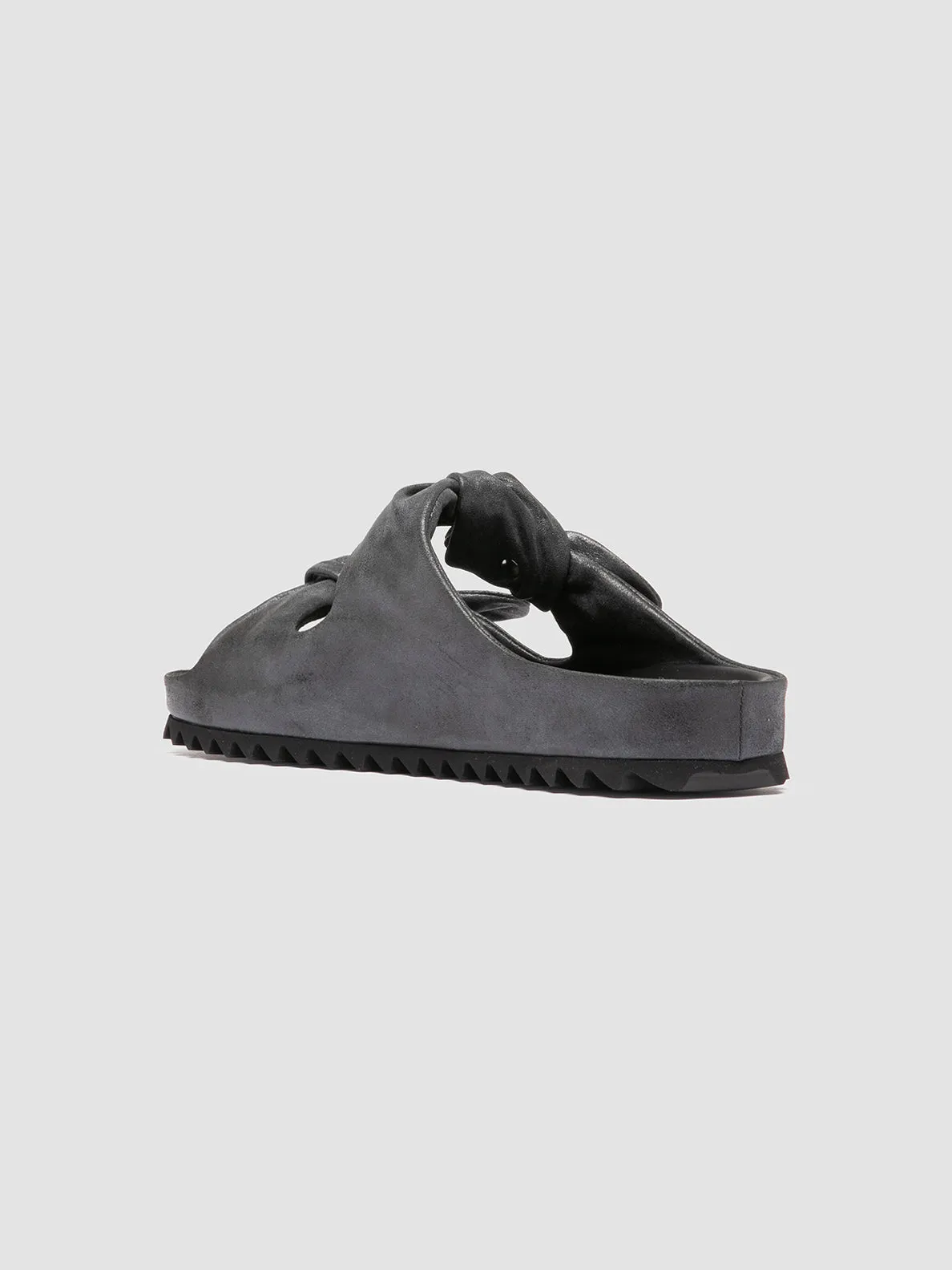 PELAGIE 021 - Black Leather Slide Sandals