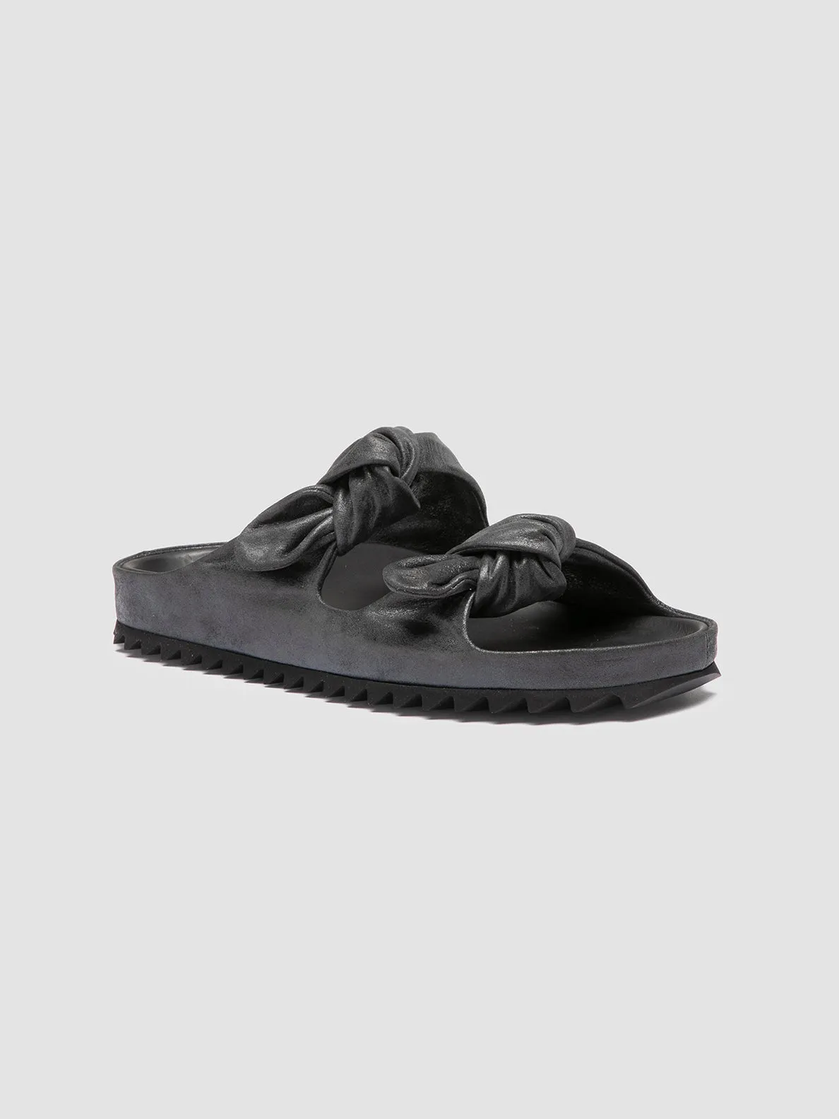 PELAGIE 021 - Black Leather Slide Sandals