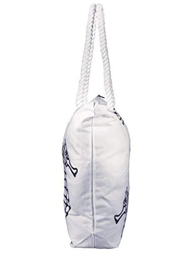 Premium Cotton Canvas Beach Handbags Nautical Seahorse Design Bag