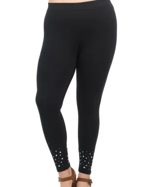 Premium Leggings w/ Pearls in Black | Black with White Pearls