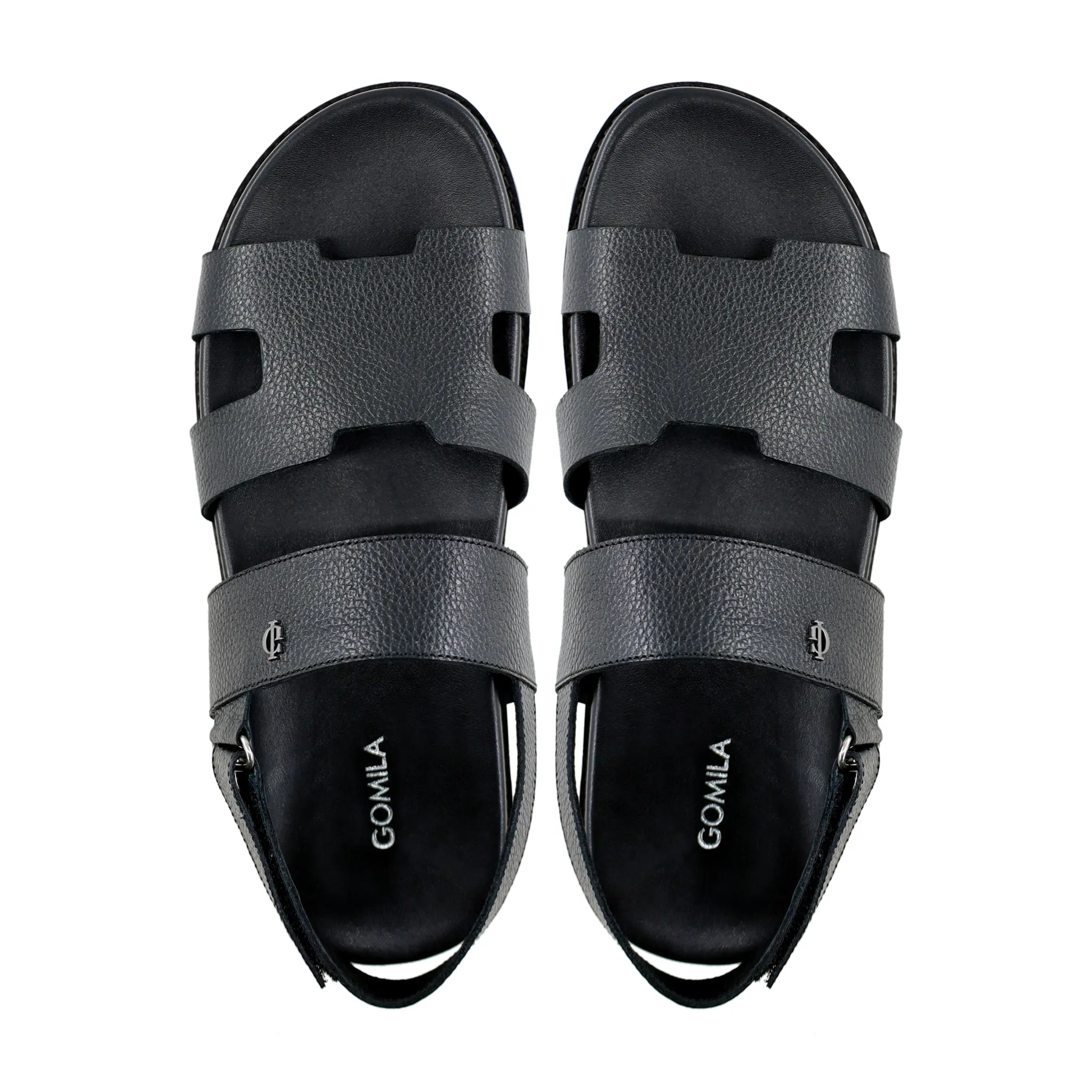 Reeve- Men's Black Pebble Grain Leather Sandal