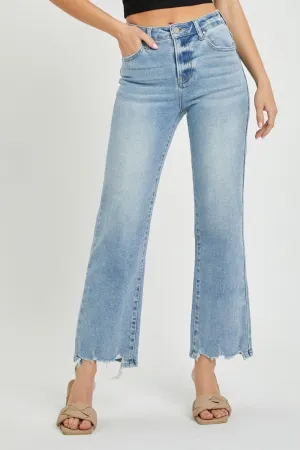 Risen High Rise Light Wash Relaxed Straight Jeans