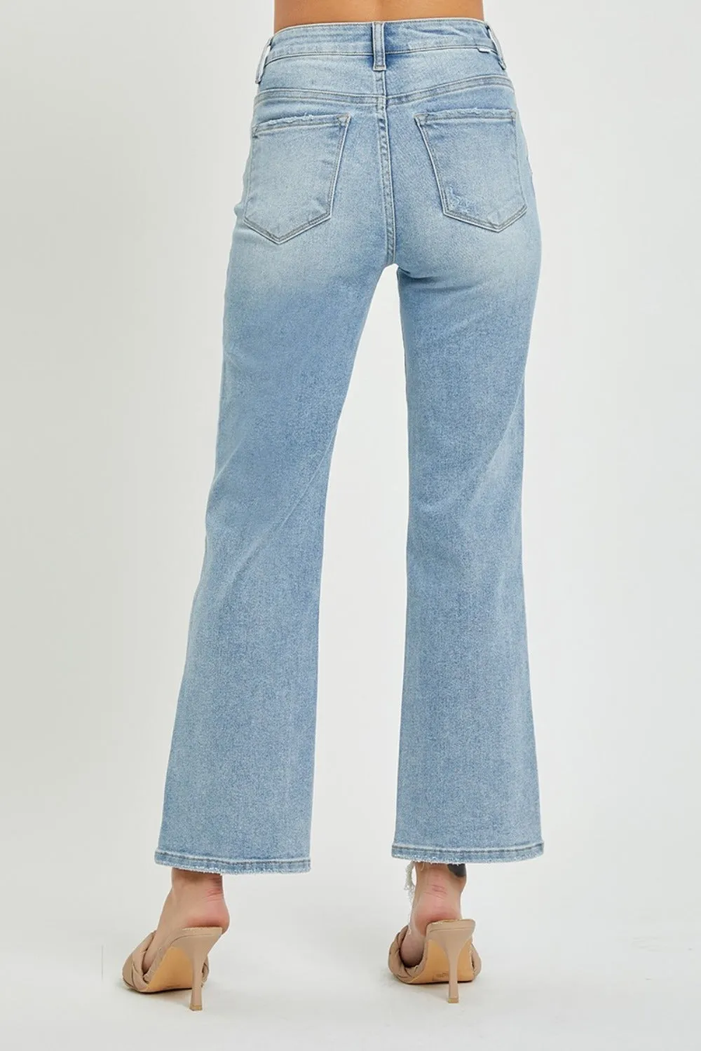 Risen High Rise Light Wash Relaxed Straight Jeans